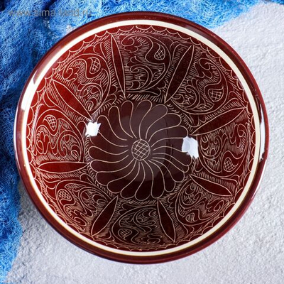 Коса Риштанская Керамика Узоры , 18 см, большая, коричневая