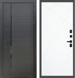 Входная металлическая дверь Рекс 30 Кварц черный / ФЛ-291 Силк сноу ( белый матовый, без текстуры)