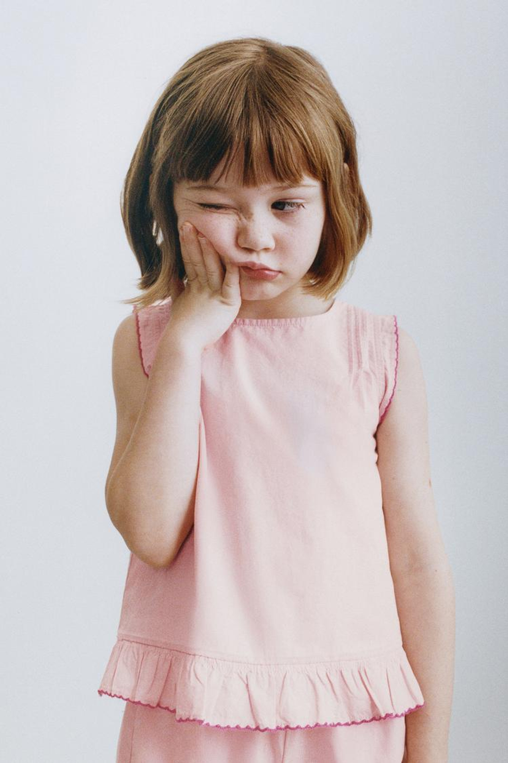 ZARA ТОП ИЗ ПОПЛИНА, РОЗОВЫЙ