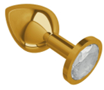 Золотистая средняя пробка с прозрачным кристаллом - 8,5 см.