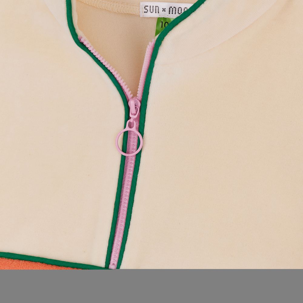 Анорак без капюшона из велюра роза/оранж