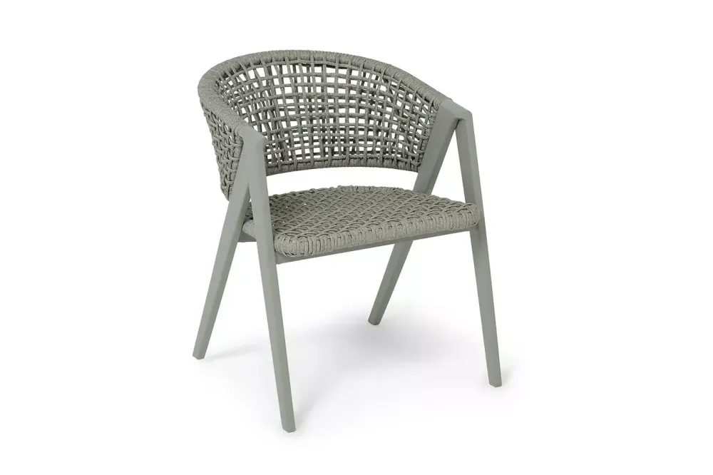 "Амстердам" стул плетеный из роупа, каркас алюминий, роуп серый круглый