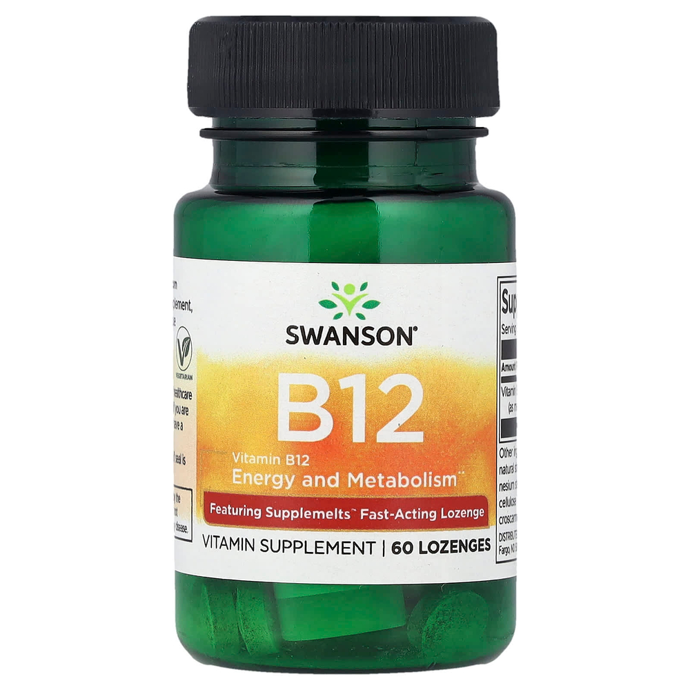 Swanson Vitamins, Витамин B12, 60 пастилок (5000 мкг в пастилке)