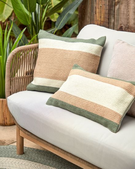 3-местный диван Catalina из бежевой веревки и массива акации