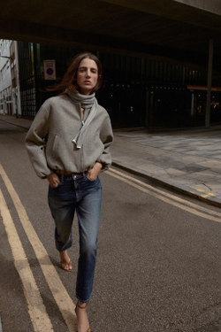 ZARA БОМБЕР ИЗ МЯГКОЙ ТКАНИ, СЕРЫЙ