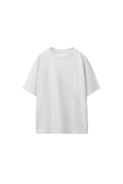 ZARA БАЗОВАЯ ОДНОТОННАЯ ФУТБОЛКА, ЖЕМЧУЖНЫЙ МЕЛАНЖ