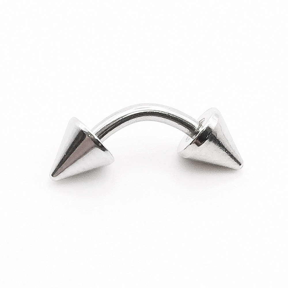 Микробанан 6 мм с конусами 6 мм для пирсинга брови. Медицинская сталь. 1 шт.