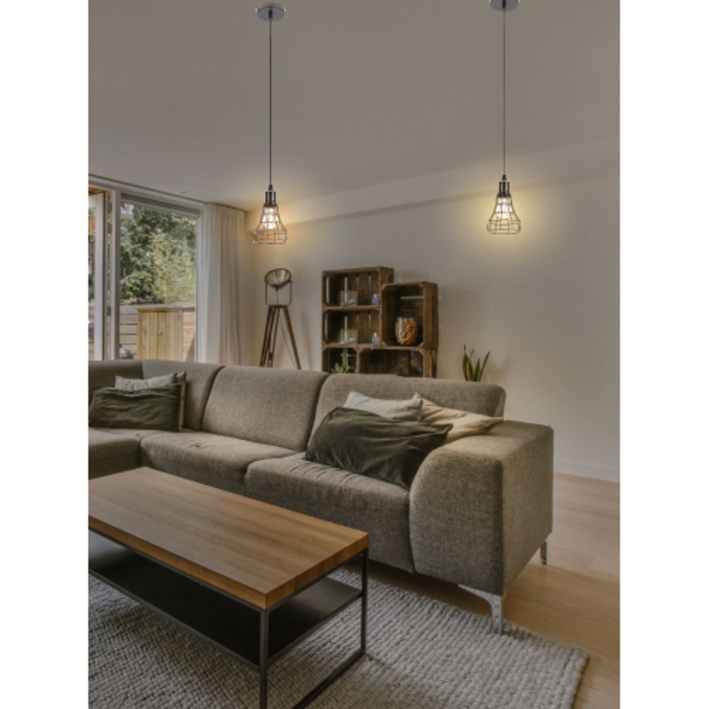 Светильник подвесной (подвес) ЭРА PL10 BK металл, E27, max 60W, высота плафона 200мм, подвеса 800мм, черный | Подвесы в стиле LOFT