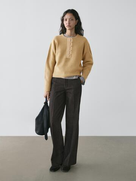 Massimo Dutti Свитер из смесовой шерсти, горчично-желтый