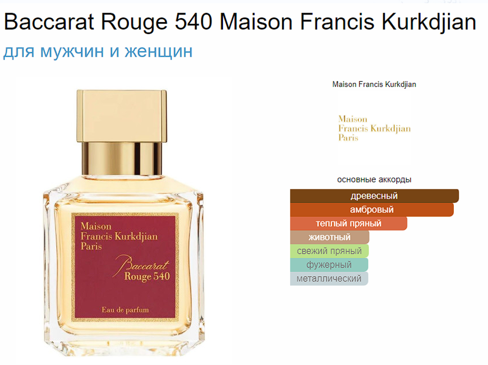 Maison Francis Kurkdjian Paris Baccarat Rouge 540