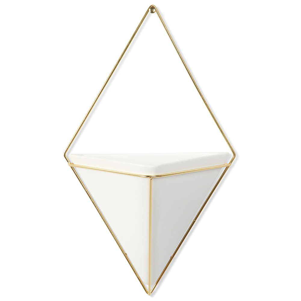 Кашпо для цветов настенное trigg, 22х39 см, белое/латунь