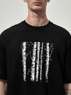 Футболка с принтом "Кот пришел назад". Черная