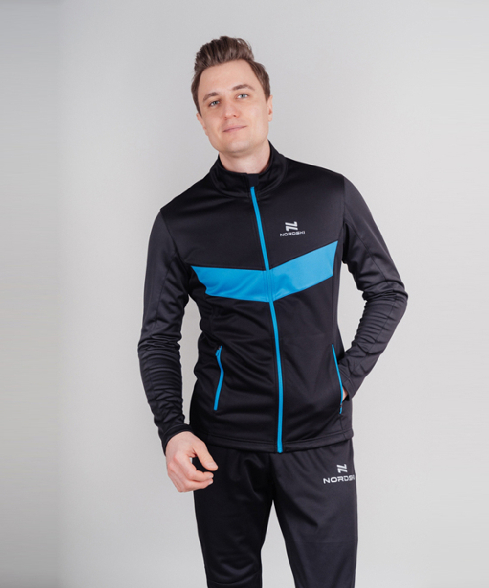 Куртка разминочная NORDSKI BASE Black/Blue, мужская, NSM810170