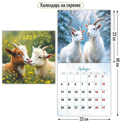 Календарь на скрепке 230х230 2027 "Символ года" 10093 (Квадра)