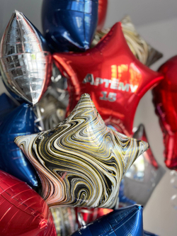 Воздушные шары боксерские перчатки синий/красный/серебро №3639