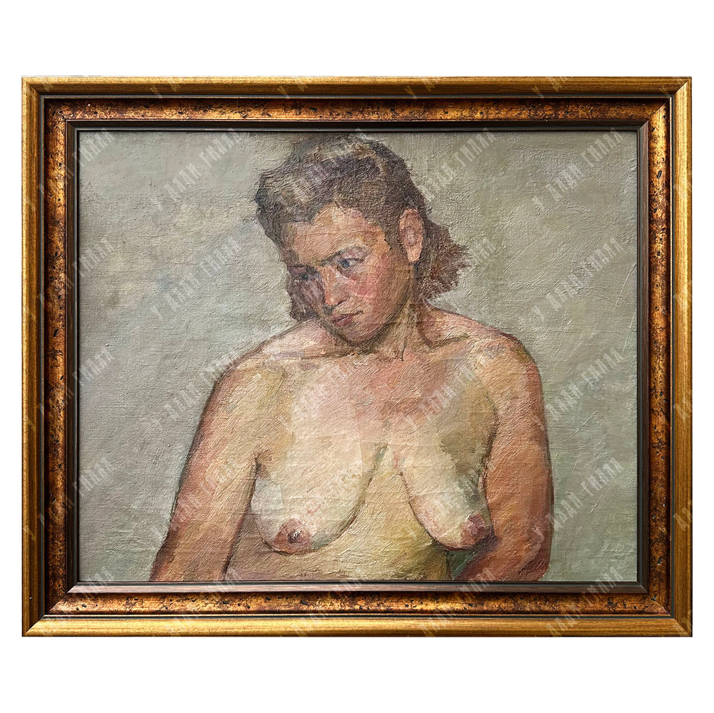 [Ню] Динес Ю. С. Ню с поворотом головы. Холст, масло.