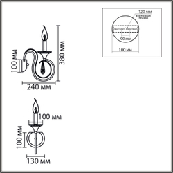 8032/1W CLASSI LN26 084 металл/хрусталь, хром/прозрачный Бра E14 1*40W 220V LAOKA