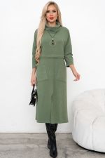 Платье трикотажное с разрезом (полынь) Р11-2008/3 Nikol