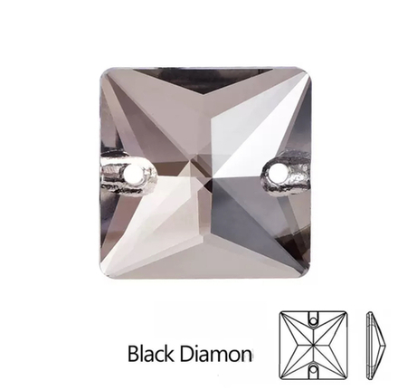 Стразы пришивные, Square, Black Diamond, 215, 14mm, (112 ea/pkg), 5A+ (F2)