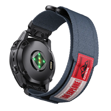 Нейлоновый ремешок 22 мм для Garmin (циферблат 47 мм) QuickFit на липучке (Синий гранит)