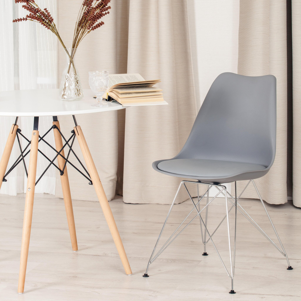 Стул TULIP IRON CHAIR (mod.EC-123) металл/пластик, 54,5*48*83,5см, серый