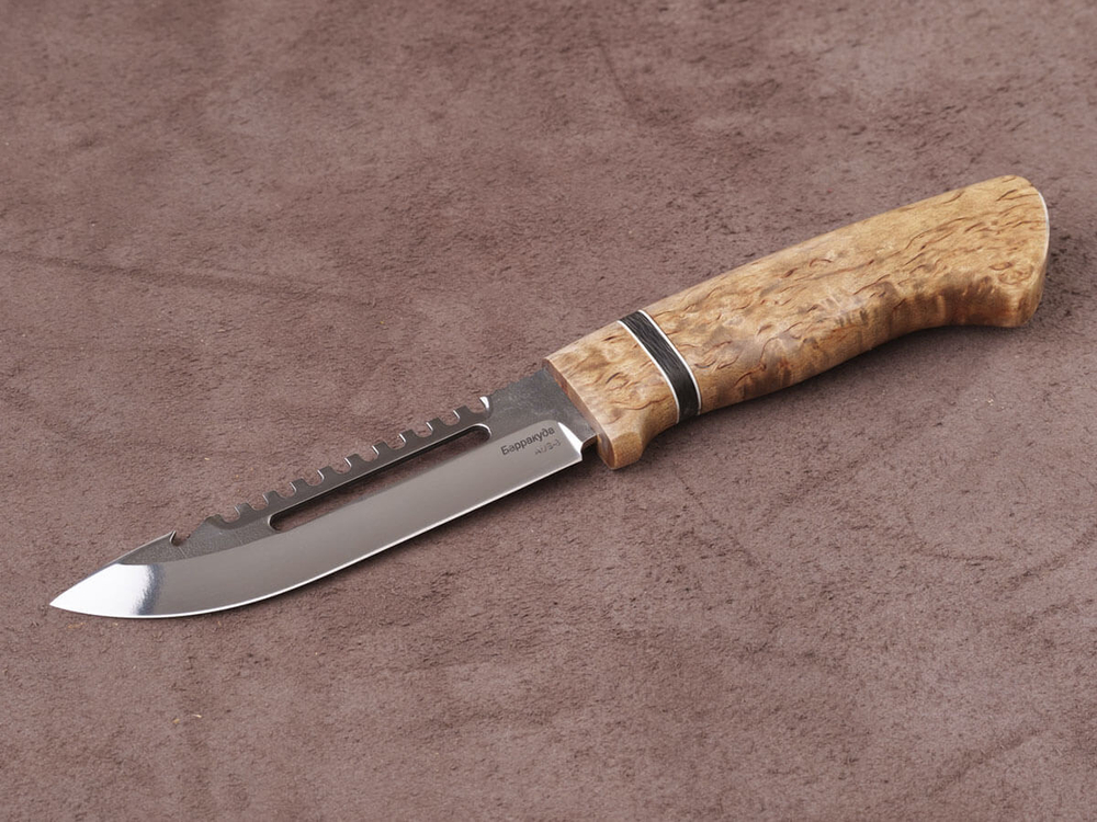 Рыбацкий нож "Барракуда", сталь AUS 8, рукоять стабилизированная карельская береза
