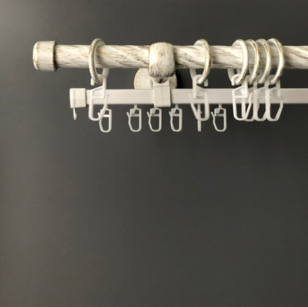 Карниз кованый витой Заглушка Ост d16 мм двухрядный со второй направляющей, цвет белое золото