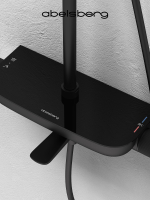 Душевая система Abelsberg Lineara SNS52791MB с термостатом и полкой для ванны и душа, вулканический черный