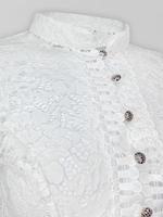 Блузка BD colleсtion однотонная приталенная из гипюра на золотых пуговицах