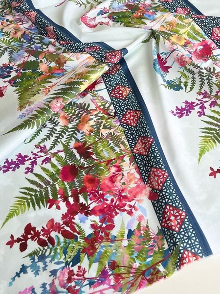 КАЙМА ЛЕСНЫЕ ТРАВЫ, РОЗОВЫЙ, БАТИК СТИЛЬ, отрез 80 см 100% хлопок 2