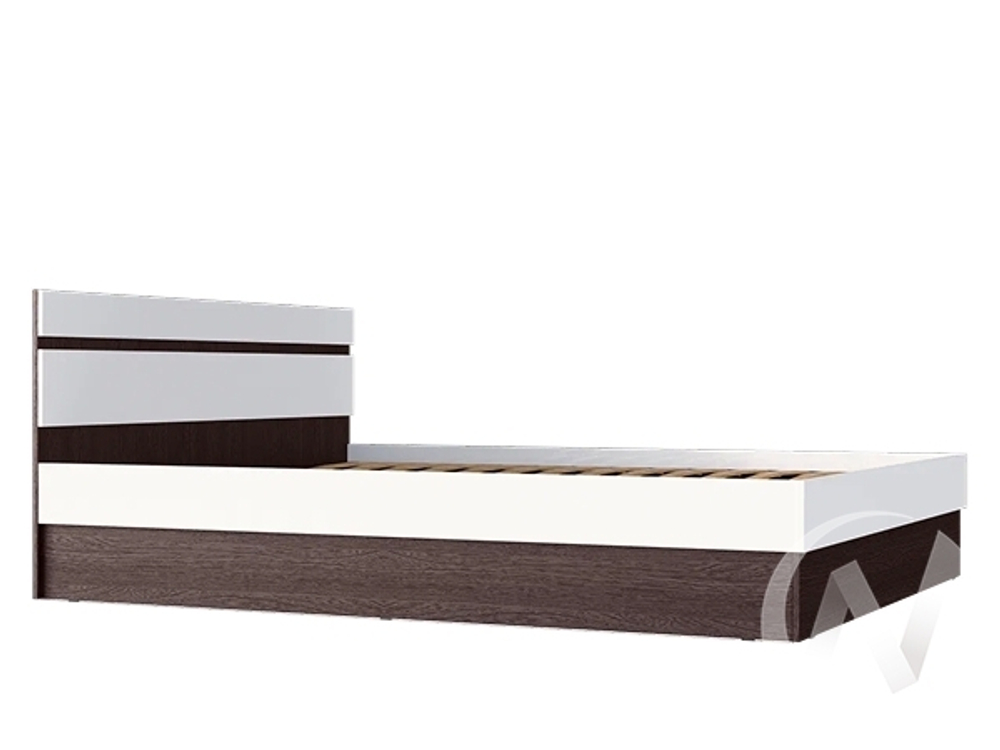Кровать 1;4м с ПМ Спальня Ким (венге/белый глянец холодный)