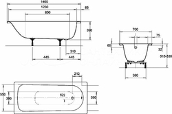 Стальная ванна Kaldewei Eurowa (Калдевей Еврова) 140x70 mod. 309-1