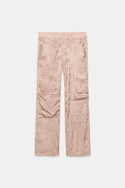 ZARA БРЮКИ КАРГО С ВЫШИВКОЙ — ZW COLLECTION, РОЗОВЫЙ