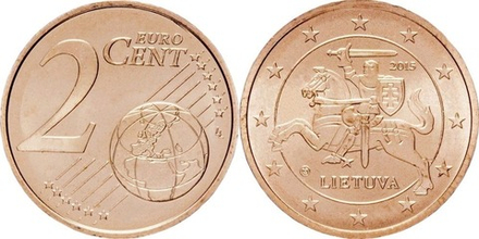 Литва 2 евроцента, 2015-2025 Рыцарь XF