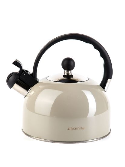 Чайник 2,5 л из нержавеющей стали со свистком Kamille KM-0679 и черной бакелитовой ручкой