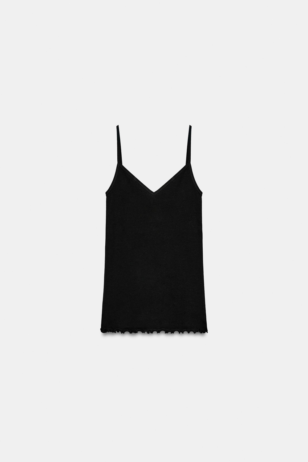 ZARA ХЛОПКОВАЯ МАЙКА НА БРЕТЕЛЯХ, ЧЕРНЫЙ