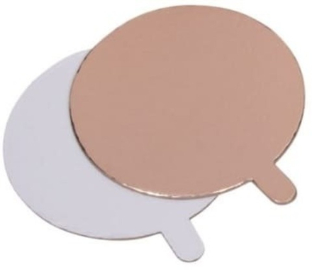 Подложка круглая с ручкой белая/золотая, D8 см, 1,5 мм