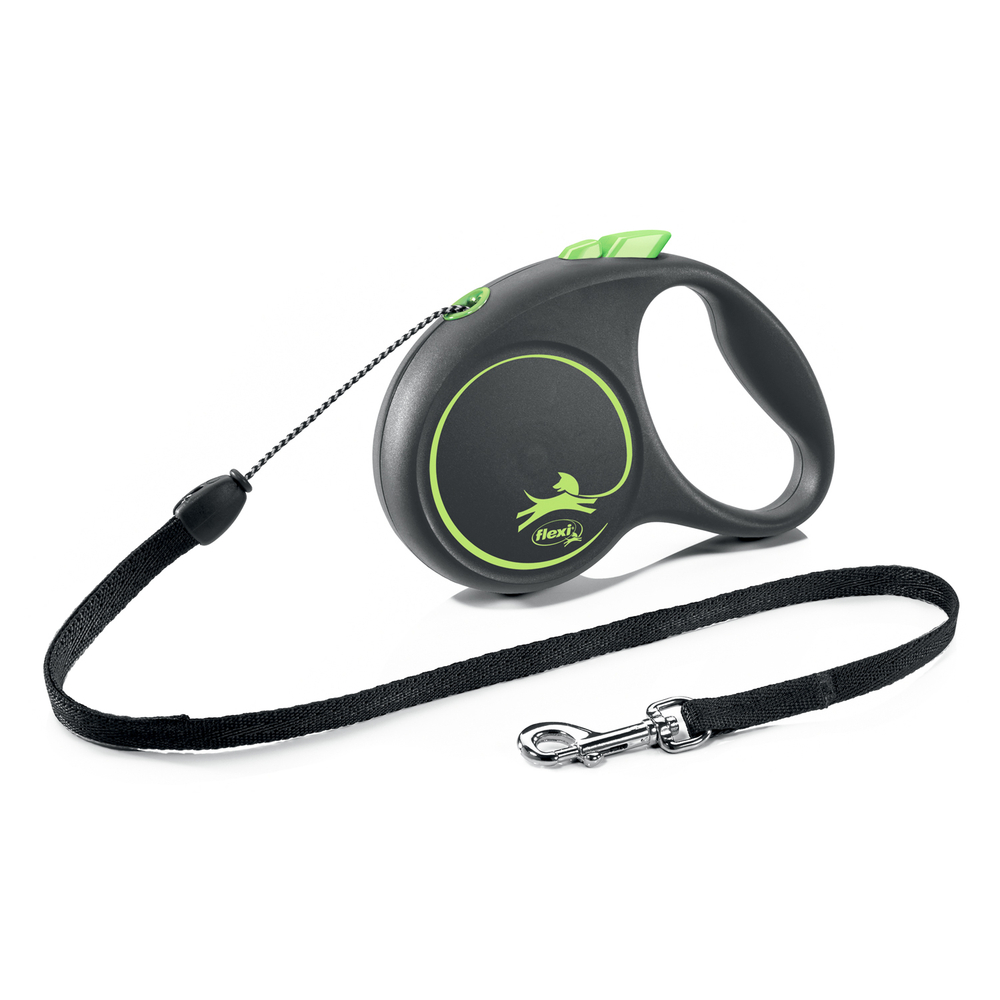 Flexi рулетка Black Design S (до 12 кг) 5 м трос черный/зеленый