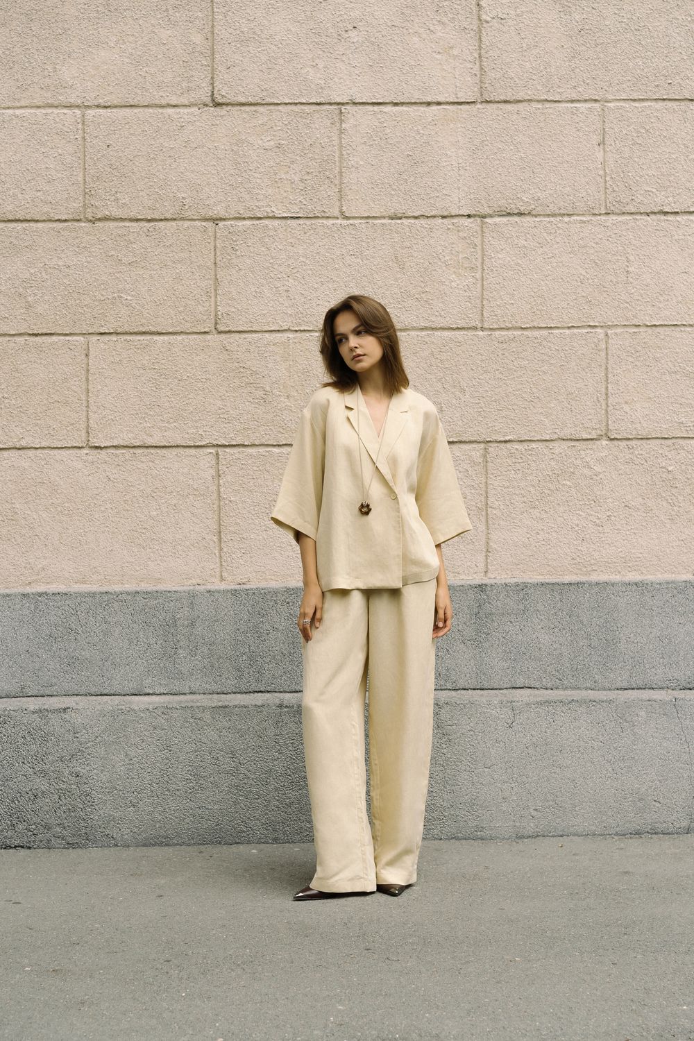 Подвес Цветок maxi на шнурке, коричневый, керамика