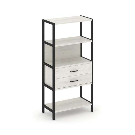 Shelf System Односекционный стеллаж четырехярусный с ящиками SN.STM-412 Дуб Наварра/Металл Черный 81