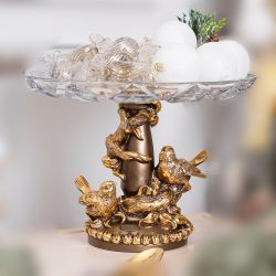 Фруктовница Мелодия любви Бронза с чашей из стекла