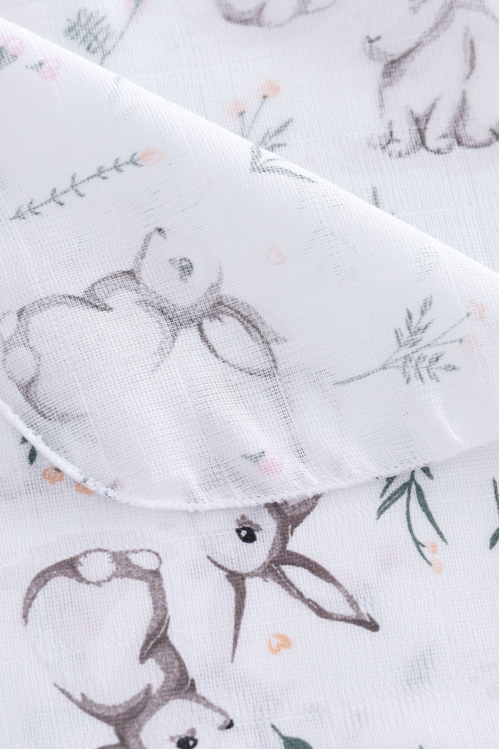 Комплект из муслина пеленка 110Х110 и салфетки 23х23 арт.КТ-М/зайчата Натали (Акция)