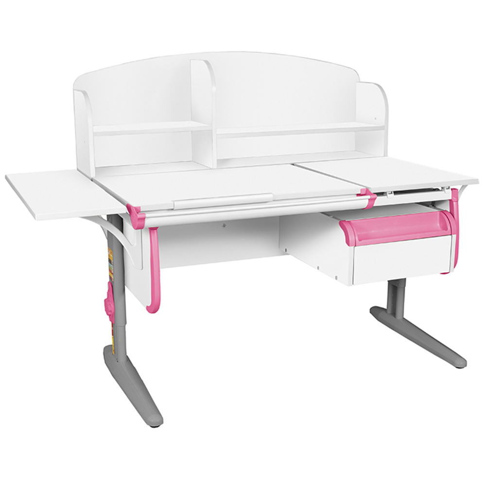 Растущая парта с навесной тумбой, задней и боковой полками Дэми СУТ 25-05-Б1НЗ (1500×880 мм)