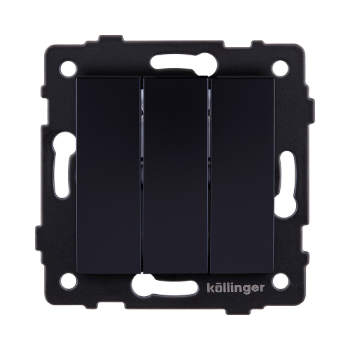 Выключатель 3-клавишный 10А/250В, изогнутый, черный Kollinger REA-R-012BK для Aspekt, Eleganz, Reflex