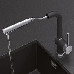 Смеситель Schock Piega-D , Cristadur, выдвижной излив хром/магнолия