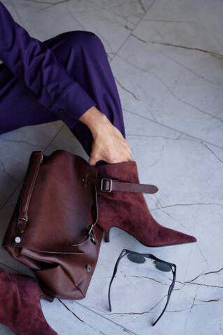 Ботинки женские БОРДОВЫЙ Нат.кожа Байка