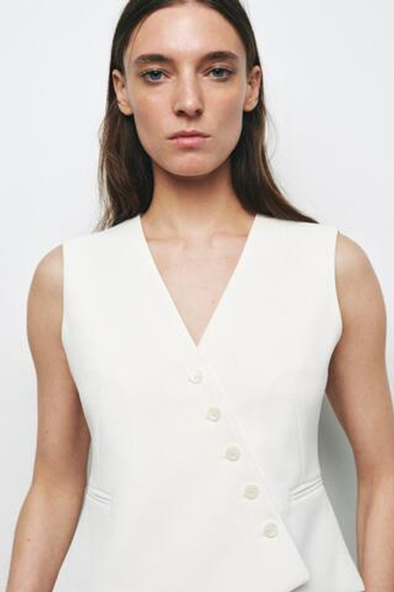 ZARA ЖИЛЕТ АСИММЕТРИЧНОГО КРОЯ — КОЛЛЕКЦИЯ ZW, ЭКРЮ