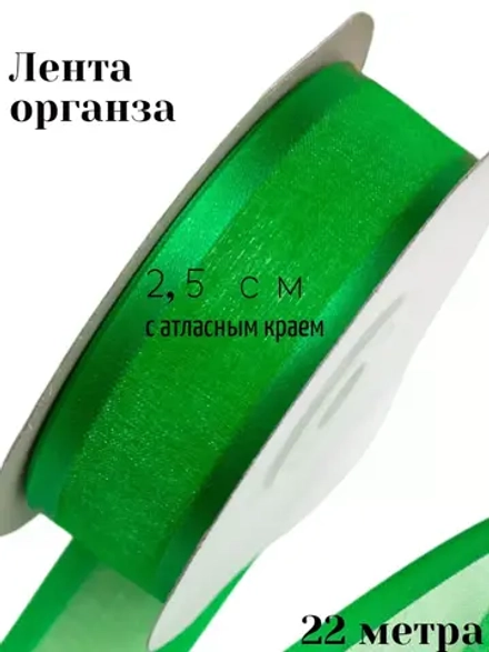 Лента органза 2,5 см с атласным краем