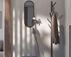 Зеркало настенное с полкой Yens, черное