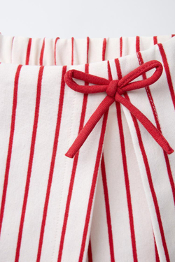 ZARA ЮБКА-ШОРТЫ В ПОЛОСКУ С БАНТОМ, КРАСНЫЙ